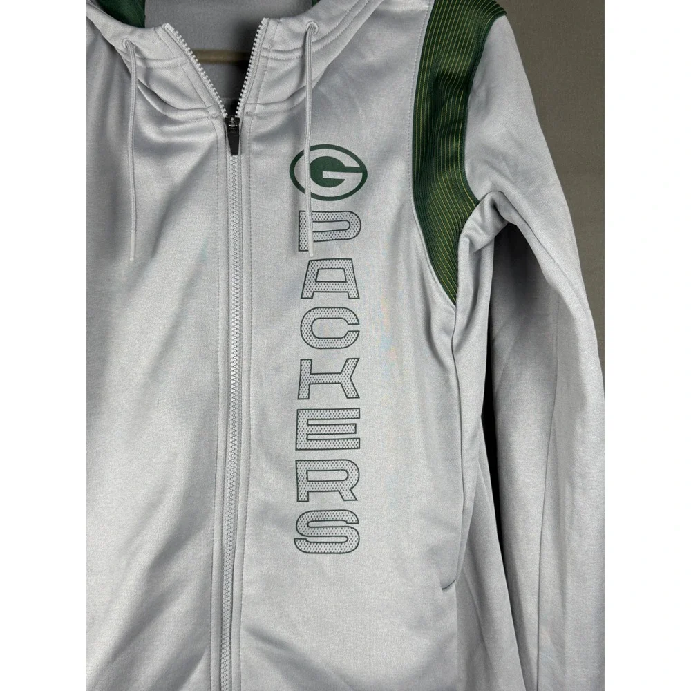 Nike Full Zip Hoodie Mens Small Grey Green Bay Packers NFL Dri-FIT On-Field